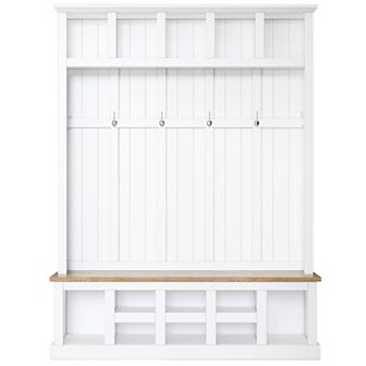 Merax Farmhouse Wooden Style 78''H Modern Hall Tree with Wide Storage Seating Bench，Coat Rack