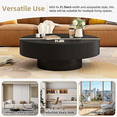 Merax Elegant Round Coffee Table with 6.8" Thick Tabletop