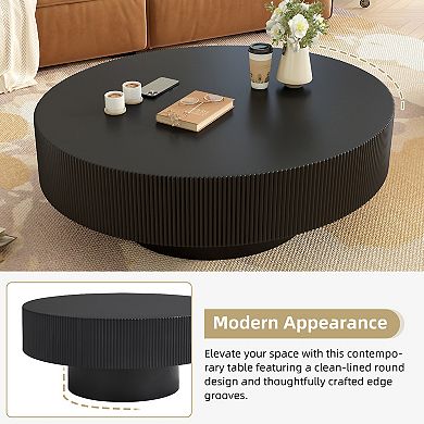 Merax Elegant Round Coffee Table with 6.8" Thick Tabletop