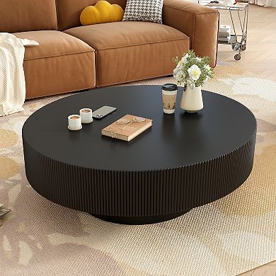 Merax Elegant Round Coffee Table with 6.8" Thick Tabletop