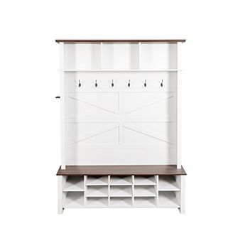 Merax Farmhouse 4-in-1 Hall Tree with 6 Hooks