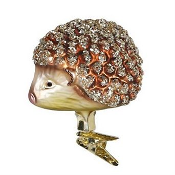 Inge Glas Hedgehog German Mouth Blown Glass Clip On Christmas Ornament
