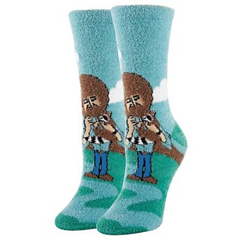 Women's Crew Socks -Bob Ross Blast Fuzzy
