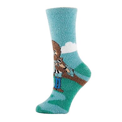 Women's Crew Socks -Bob Ross Blast Fuzzy