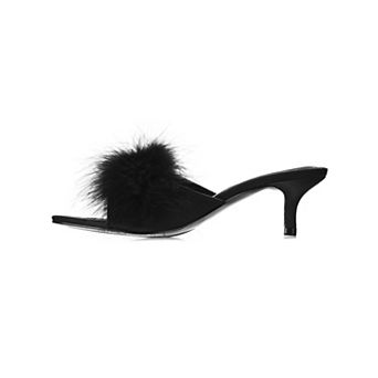 Women's Mona Marabou Hard Sole Slender Heel Slipper