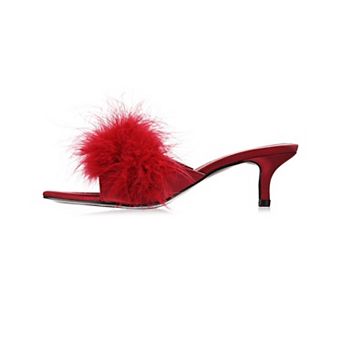 Women's Mona Marabou Hard Sole Slender Heel Slipper