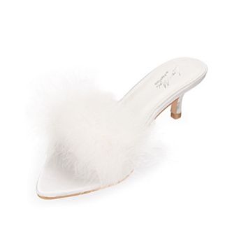 Women's Mona Marabou Hard Sole Slender Heel Slipper