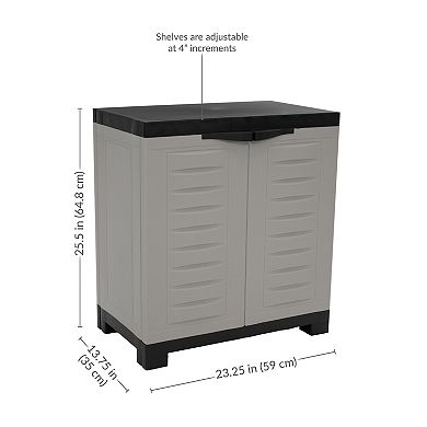 Sunnydaze Heavy-Duty Plastic Storage Cabinet with Adjustable Shelf Charcoal