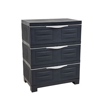 Sunnydaze Heavy-Duty Plastic 3-Drawer Storage Cabinet - 29.5"