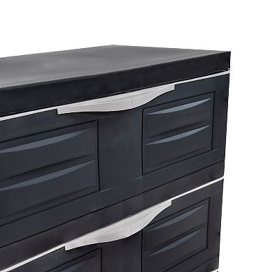 Sunnydaze Heavy-Duty Plastic 3-Drawer Storage Cabinet - Charcoal