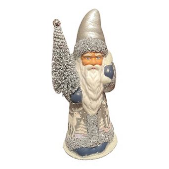 Pinnacle Peak Trading Ino Schaller Silver & White Forest Santa Paper Mache Candy Container