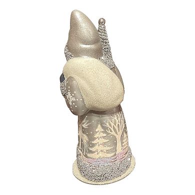 Pinnacle Peak Trading Ino Schaller Silver & White Forest Santa Paper Mache Candy Container