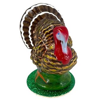 Pinnacle Peak Trading Ino Schaller Thanksgiving Turkey Paper Mache Candy Container 4.25 Inch