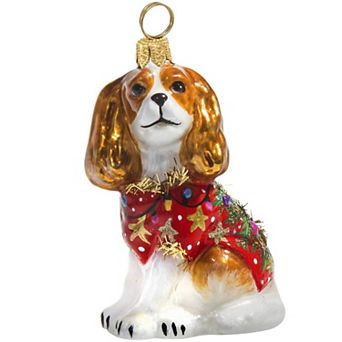 Joy To The World Blenheim Cavalier King Charles Spaniel In Ugly Christmas Sweater Ornament