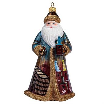 Joy To The World Glitterazzi Bourbon Santa Claus Polish Glass Christmas Ornament