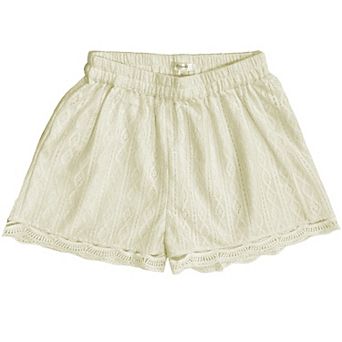 Women's Elastic Waistband White Lace Wide Leg Summer Shorts