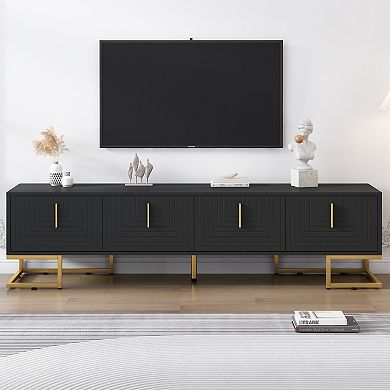 Merax Modern TV Stand with Metal Legs and Gold Handles for TVs Up to 80''