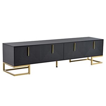 Merax Modern TV Stand with Metal Legs and Gold Handles for TVs Up to 80''