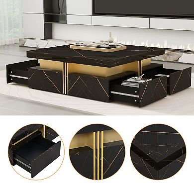 Merax Modern Square Storage Coffee Table With 4 Drawers