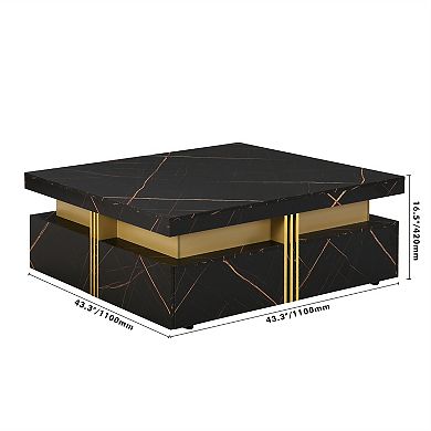 Merax Modern Square Storage Coffee Table With 4 Drawers