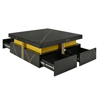 Merax Modern Square Storage Coffee Table With 4 Drawers