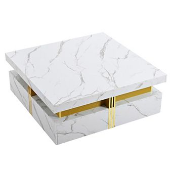 Merax Modern Square Storage Coffee Table With 4 Drawers