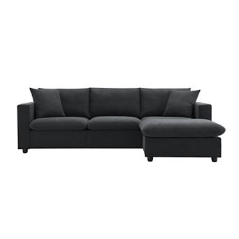 Merax Modern Sectional Sofa,L-shaped Couch Set with 2 Free pillows，4-seat Polyester Fabric Couch Set