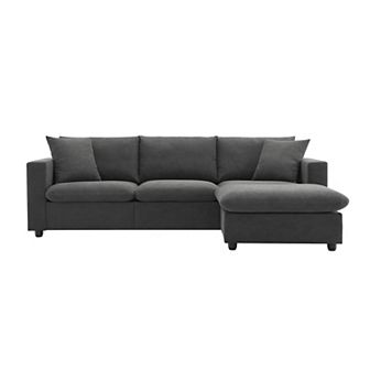 Merax Modern Sectional Sofa,L-shaped Couch Set with 2 Free pillows，4-seat Polyester Fabric Couch Set