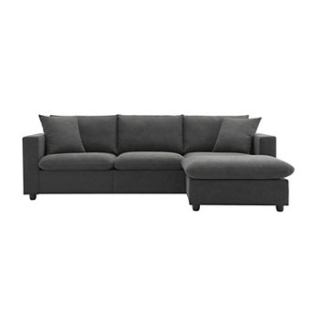 Merax Modern Sectional Sofa,L-shaped Couch Set with 2 Free pillows，4-seat Polyester Fabric Couch Set