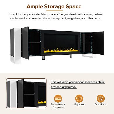 Merax Modern TV Stand with 34.2" Non-heating Electric Fireplace