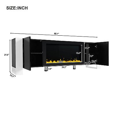 Merax Modern TV Stand with 34.2" Non-heating Electric Fireplace