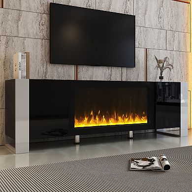 Merax Modern TV Stand with 34.2" Non-heating Electric Fireplace