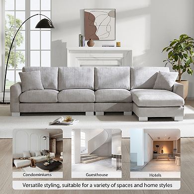 Merax Modern Oversized Sectional Sofa,L-shaped Luxury Couch Set with 2 Free pillows