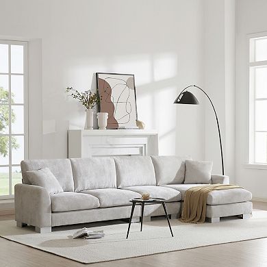 Merax Modern Oversized Sectional Sofa,L-shaped Luxury Couch Set with 2 Free pillows