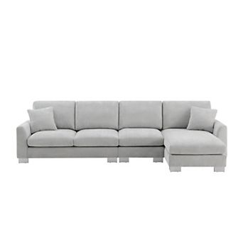 Merax Modern Oversized Sectional Sofa,L-shaped Luxury Couch Set with 2 Free pillows