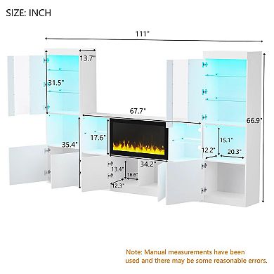 Merax Modern TV Stand with 34.2" Non-heating Electric Fireplace, High Gloss Entertainment Center