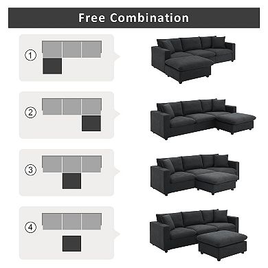 Merax Modern Sectional Sofa with Throw Pillows,Cloud L-shaped Couch Set with Wide Seat