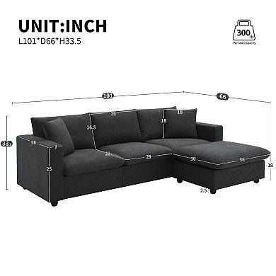 Merax Modern Sectional Sofa with Throw Pillows,Cloud L-shaped Couch Set with Wide Seat