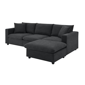 Merax Modern Sectional Sofa with Throw Pillows,Cloud L-shaped Couch Set with Wide Seat