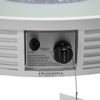 Leisuremod Walbrooke Patio Round Fire Pit And Tank Holder With Slats Design