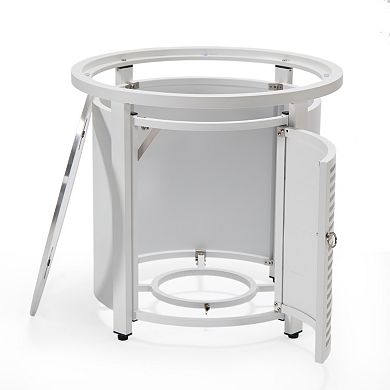 Leisuremod Walbrooke Patio Round Fire Pit And Tank Holder With Slats Design