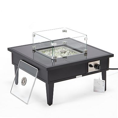 Leisuremod Walbrooke Patio Square Fire Pit And Tank Holder