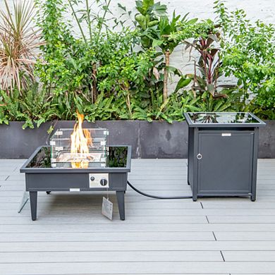Leisuremod Walbrooke Patio Square Fire Pit And Tank Holder