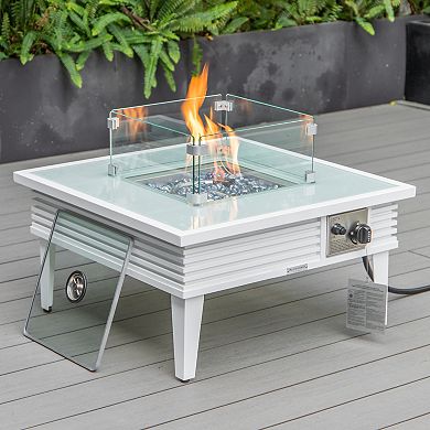 Leisuremod Walbrooke Patio Square Fire Pit And Tank Holder With Slats Design