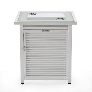 Leisuremod Walbrooke Patio Square Fire Pit And Tank Holder With Slats Design