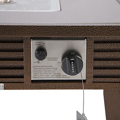 Leisuremod Walbrooke Patio Square Fire Pit And Tank Holder With Slats Design