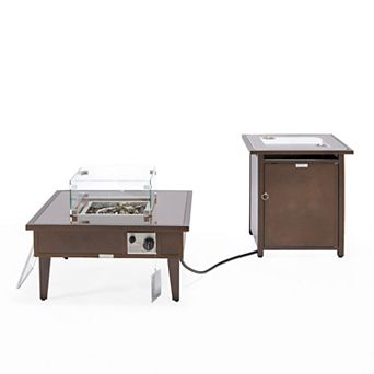 Leisuremod Walbrooke Patio Square Fire Pit And Tank Holder