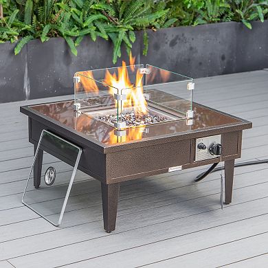 Leisuremod Walbrooke Patio Square Fire Pit And Tank Holder
