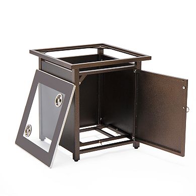 Leisuremod Walbrooke Patio Square Fire Pit And Tank Holder