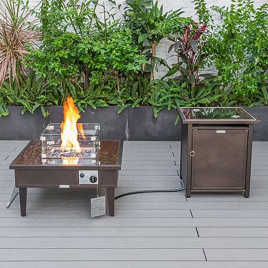 Leisuremod Walbrooke Patio Square Fire Pit And Tank Holder